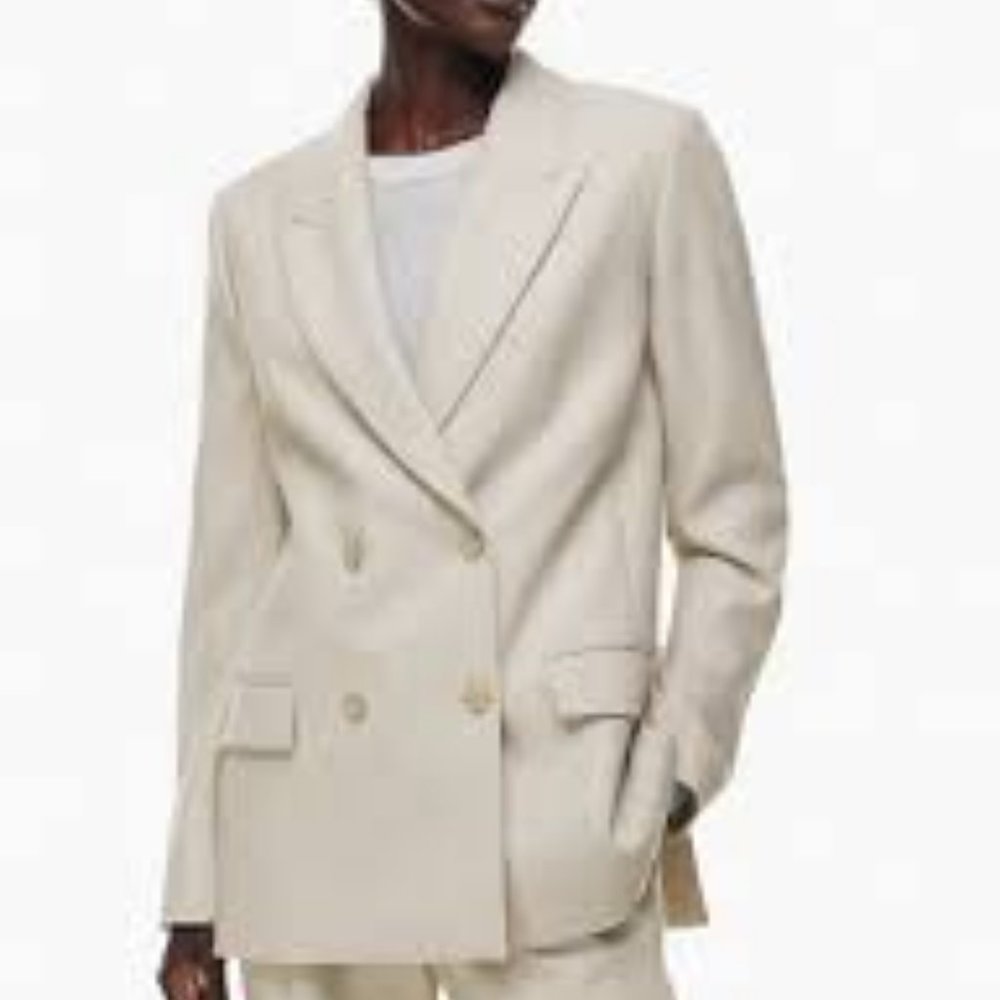 Aritzia Wilfred double breasted silk ivory oversized blazer NWOT